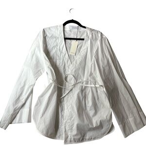 Daphne Loungewear White Button Down with Tie